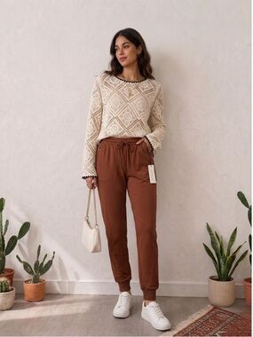 Rachel Zoe Rust Drawstring Track Joggers Women’s - Size Small - NWT